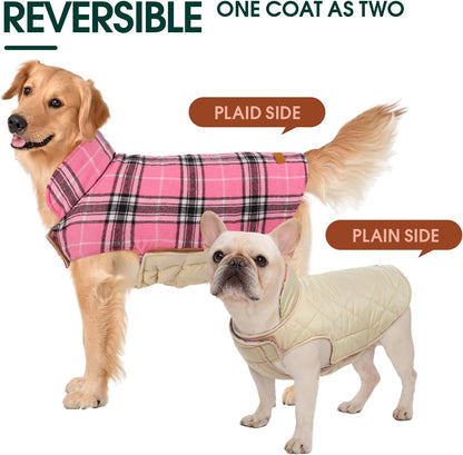 Kuoser Waterproof Dog Coat, Reversible Dog Jacket for Large Dogs, Adjustable Durable Doggie Winter