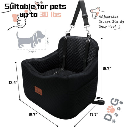 Dog Car Seats-Memory Sponge and Velvet Pet Booster Car Seat,Safety and Comfy,Ride Height 6"