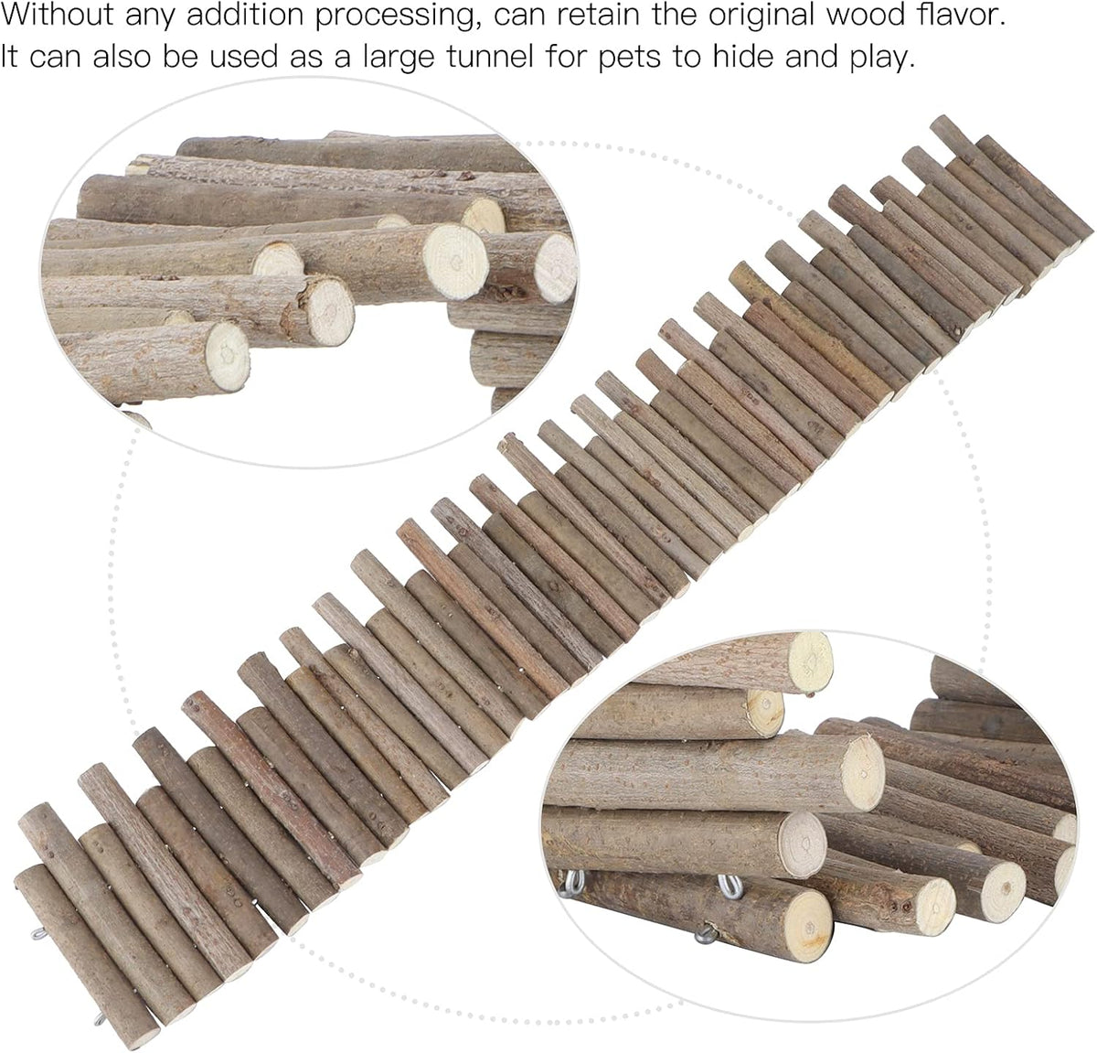 Ejoyous Hamster Wooden Bridge, Wood Ladder Hamster Fence Hideout Cage Bedding Climbing Toys for