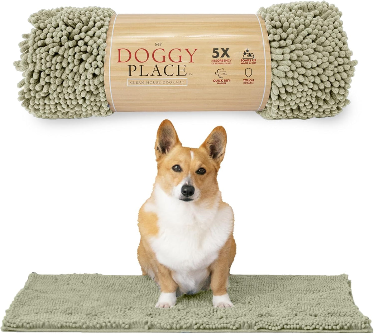 My Doggy Place Microfiber Dog Mat for Muddy Paws, 31" x 20" Oatmeal - Absorbent and Quick-Drying