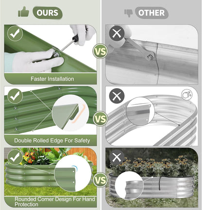 Galvanized Raised Garden Bed Outdoor- 2 Pcs Raised Beds for Gardening| Metal Planter Box, Steel