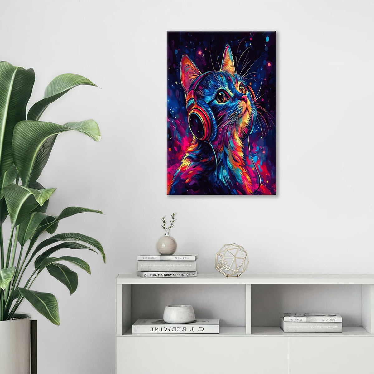 Cat Wall Art Canvas Fantastic Animal Wall Decor Prints Framed Painting Colorful Pictures Gifts