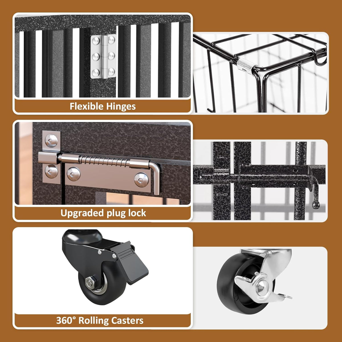 Polar Aurora Heavy Duty Dog Crate, Foldable Indestructible Dog Kennel, Escape Proof Extra Large Dog