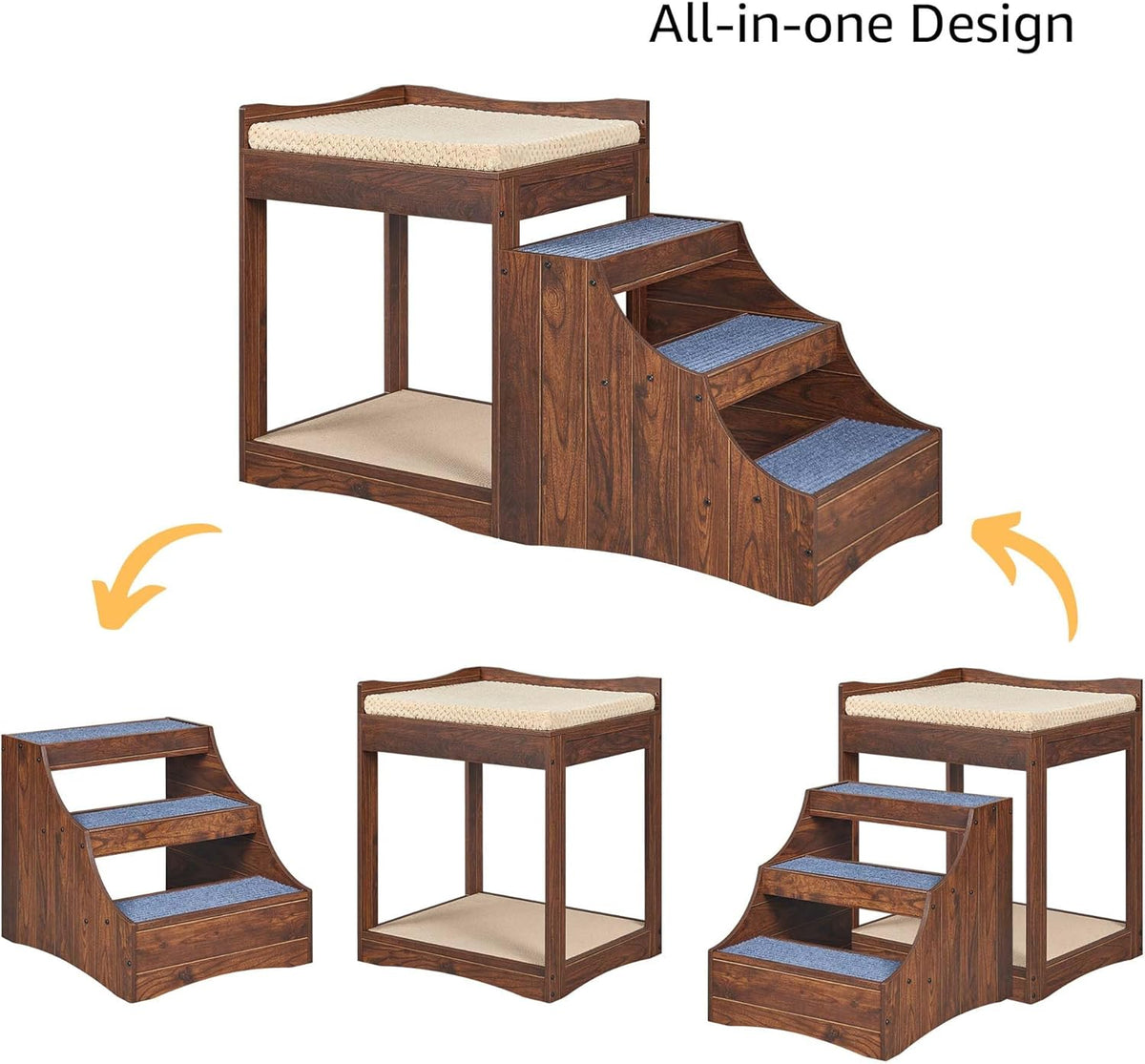 unipaws Pet Bunk Bed with Removable Step for Dogs and Cats, Multi-Level Bed Window Perch Seat