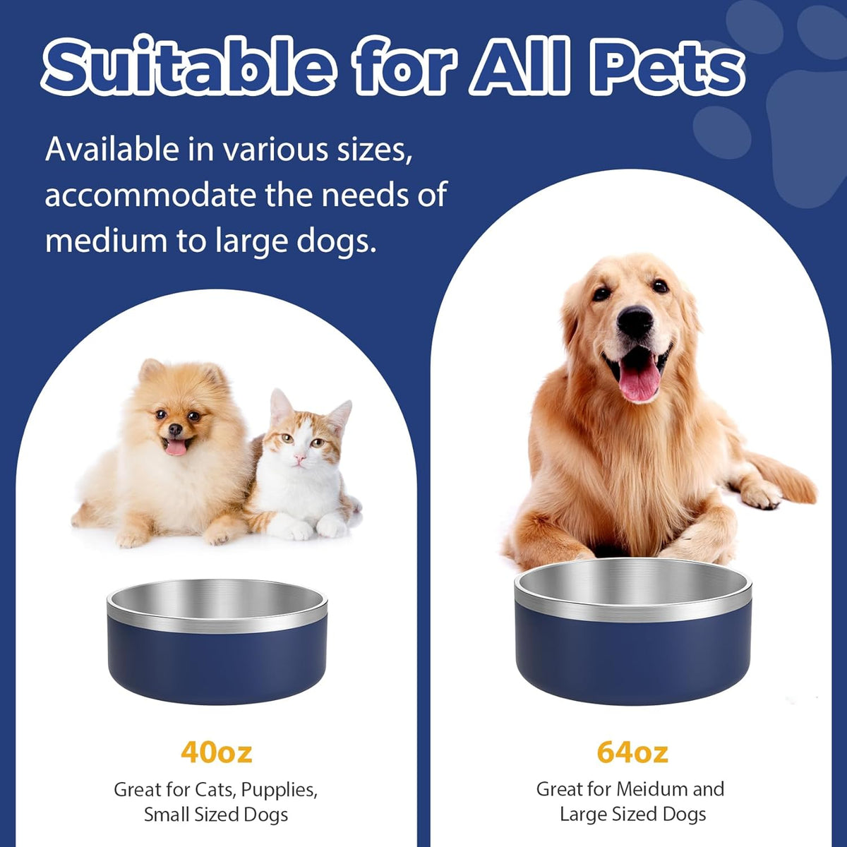 LIANLAI Dog Bowls, Rust-Resistant Stainless Steel Dog Bowls, Spill Proof Double Puppy Dishes for