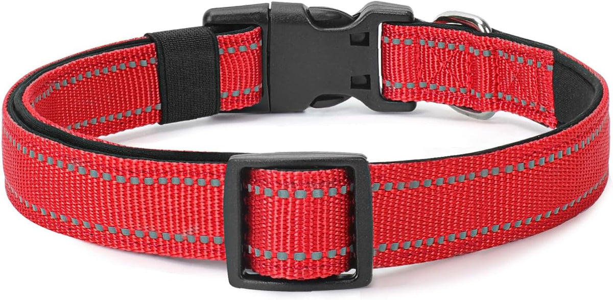 Reflective Dog Collar Padded with Soft Neoprene Breathable Quick Release Basic Dog Collars for