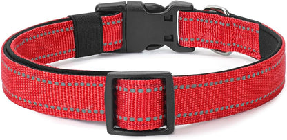 Reflective Dog Collar Padded with Soft Neoprene Breathable Quick Release Basic Dog Collars for