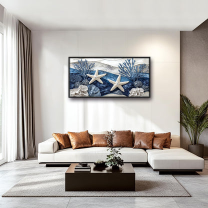 Large Starfish Nautical Wall Art for Living Room, Ocean Canvas Oversized Wall Decor, Sea Animal