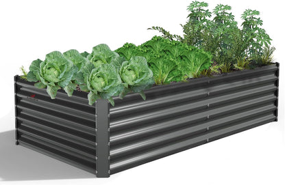 A ANLEOLIFE 6X3X1.5 ft Galvanized Raised Garden Beds Outdoor, Rectangular Metal Planter Box for