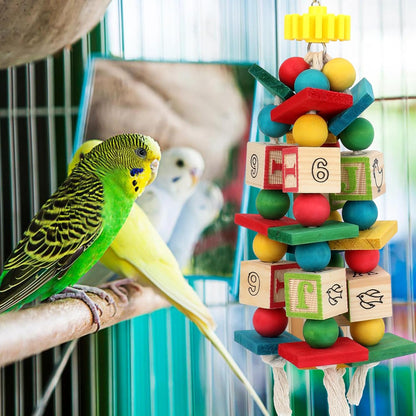 Rypet Wood Bird Chewing Toy for Cage, Wooden Birds Cage Toys for Helping Trim Beak, Parrot Toys for