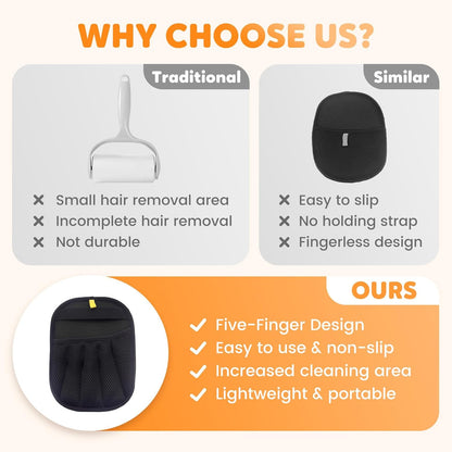 Pet Hair Removal Glove for Cats & Dogs, Reusable Pet Hair Remover Electrostatic Gloves for Couch