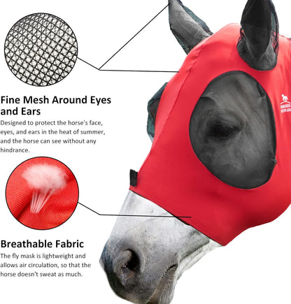 Harrison Howard Super Comfort Stretchy Fly Mask Large Eye Space with UV Protection Soft on Skin