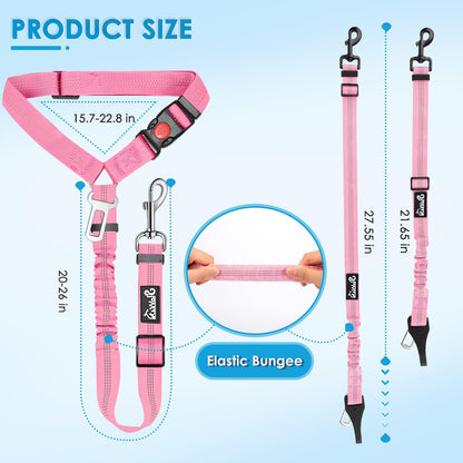 Lukovee Dog Seatbelt Leash for Cars, 2 Pack Pet Safety Seat Belt with Adjustable Buckle &