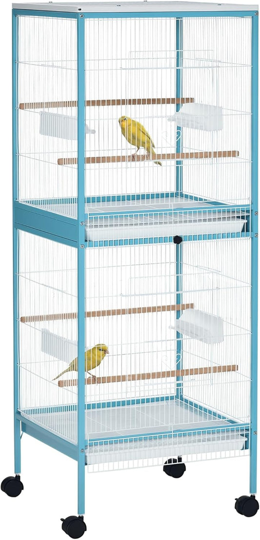 PawHut Large Bird Cage with 1.7 ft. Width for Wingspan, Bird Aviary Indoor with Multi-Door Design