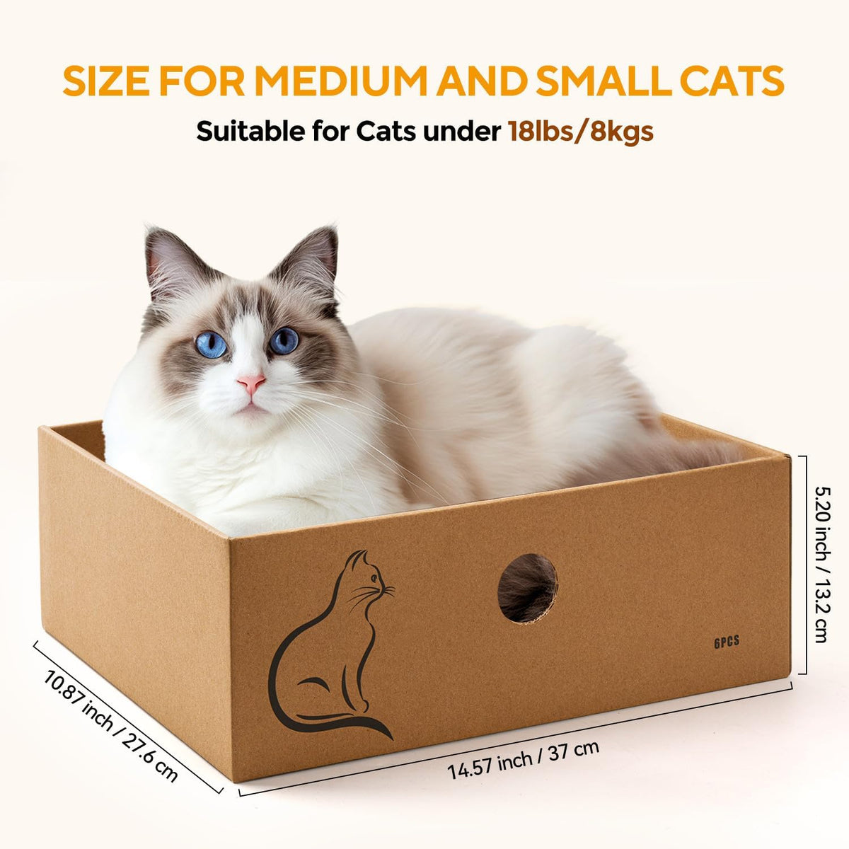 AUSCAT Cat Scratcher Box with 6PCS Cat Scratching Board, Cardboard Cat Scratchers for Indoor Cats