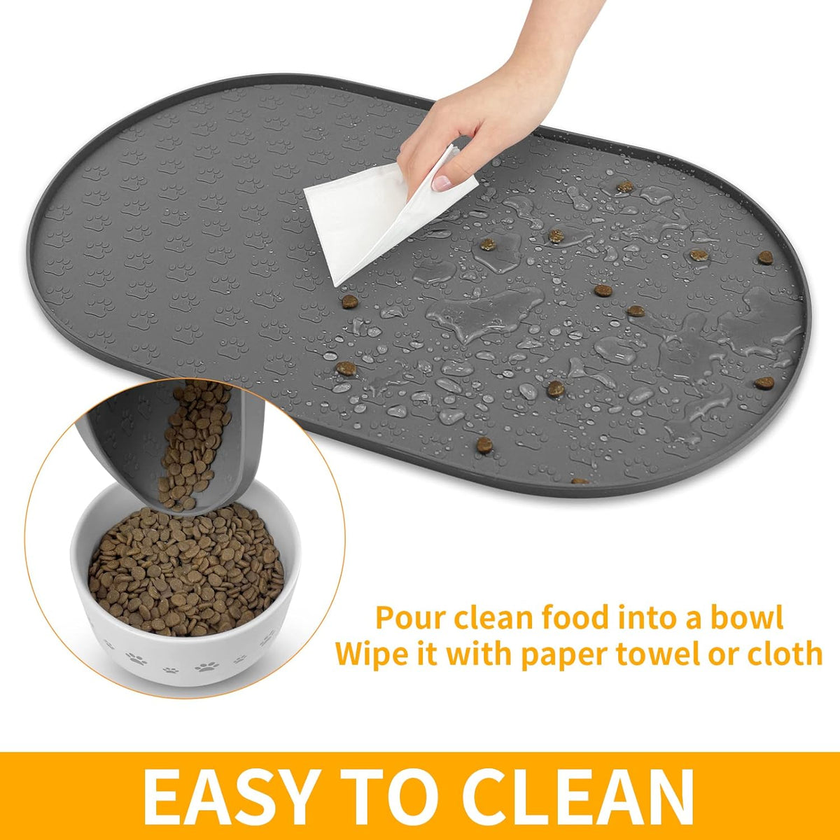 KPWACD Pet Feeding Mat for Dogs and Cats, Silicone Dog Placemat Non-Slip Waterproof Bowl Mats