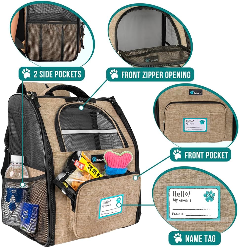PetAmi Dog Backpack Carrier for Small Large Cat, Pet, Puppy, Ventilated Pet Hiking Backpack Travel