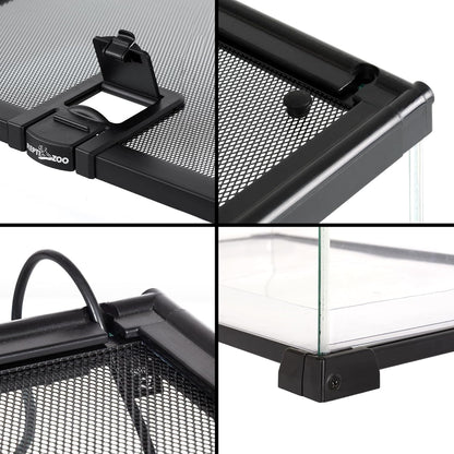 REPTI ZOO Full Glass 15 Gallon Reptile Tank, Medium Reptile Terrarium 24" X 12" X 12" for Gecko