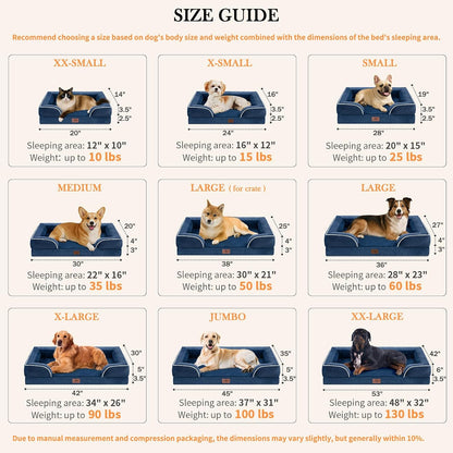 Comfort Expression Large Dog Beds Waterproof Orthopedic Foam Dog Sofa Beds Comfy Pet Bed with