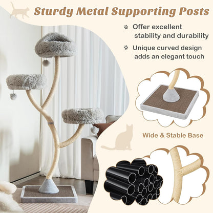PETSITE 70" Tall Cat Tree, Cat Tower with Scratching Posts and Board, Multi-Level Cat Tower for