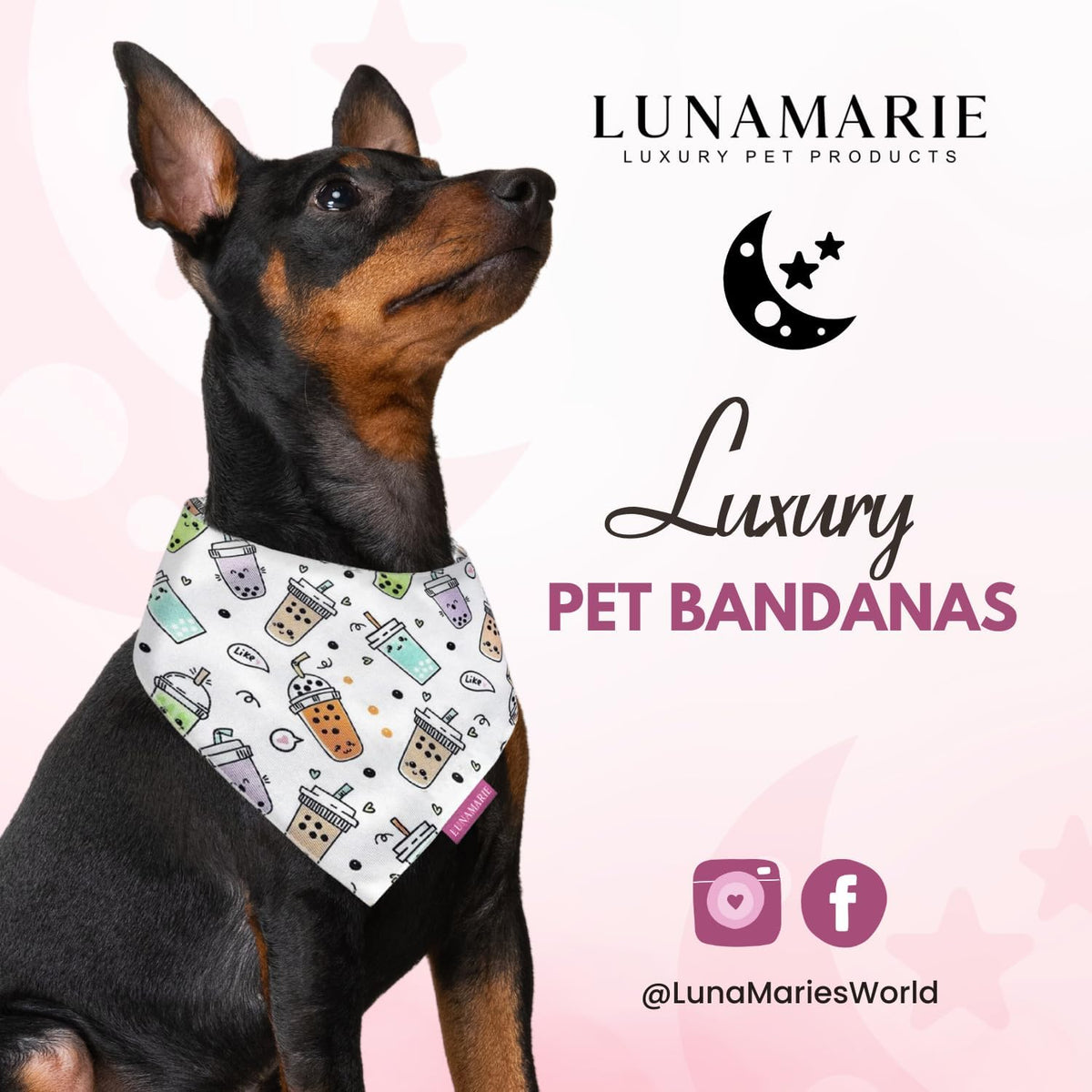 LunaMarie - Luxury Pet Birthday Bandanas -Premium & Silky Poly Fabric | 100% Handmade | Custom