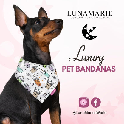 LunaMarie - Luxury Pet Birthday Bandanas -Premium & Silky Poly Fabric | 100% Handmade | Custom