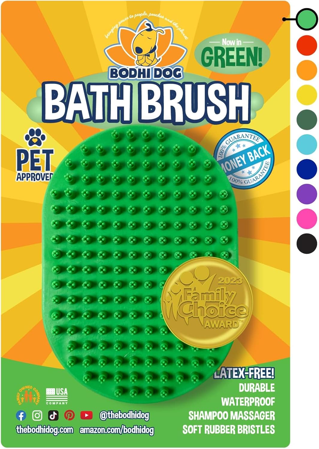 Bodhi Dog Shampoo Brush - Pet Grooming & Bath Supplies for Dogs and Cats - Bath Brush for Long &
