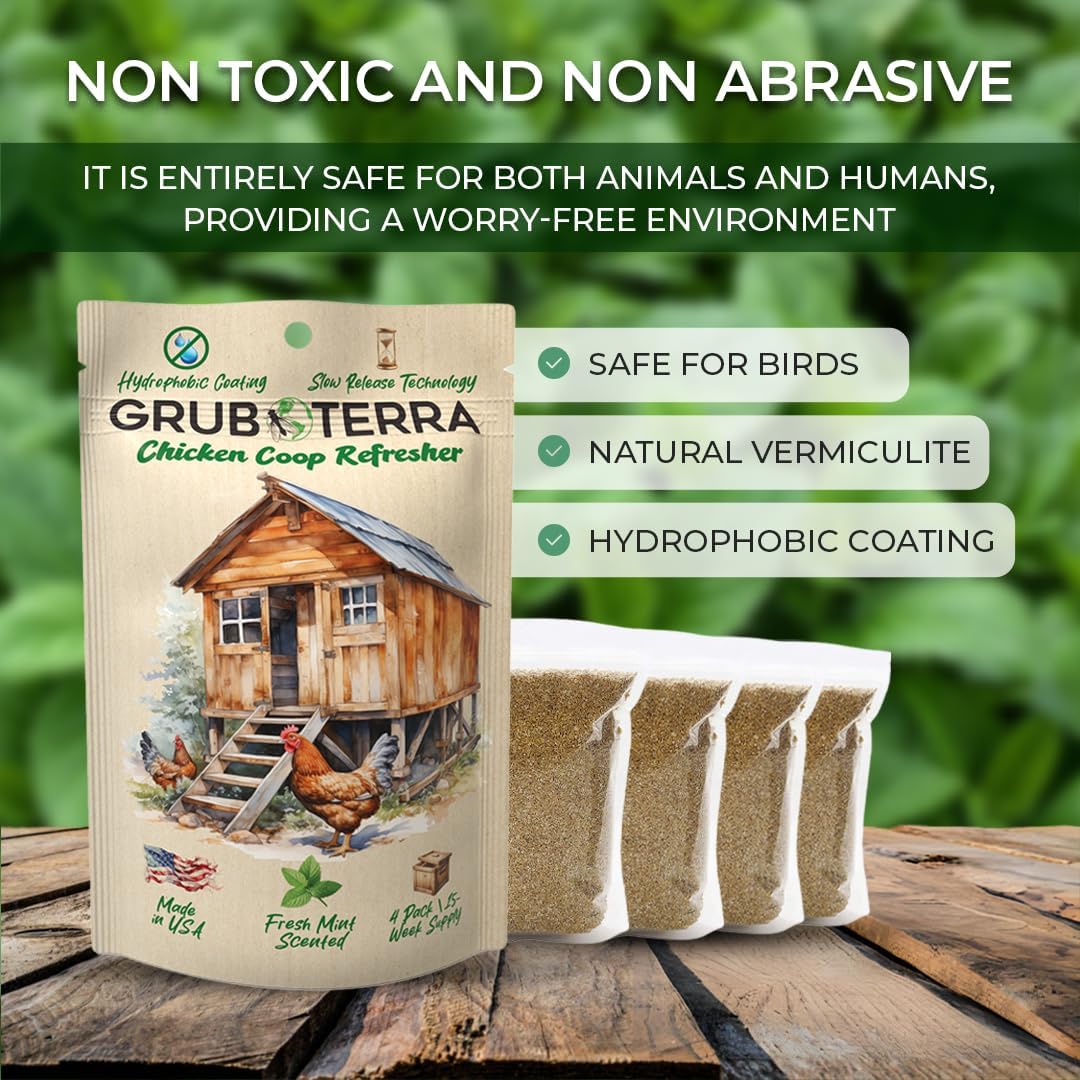 GrubTerra Coop Refresher Odor Freshener for Chicken Pen, Suitable for Chicken Waterer and Chicken
