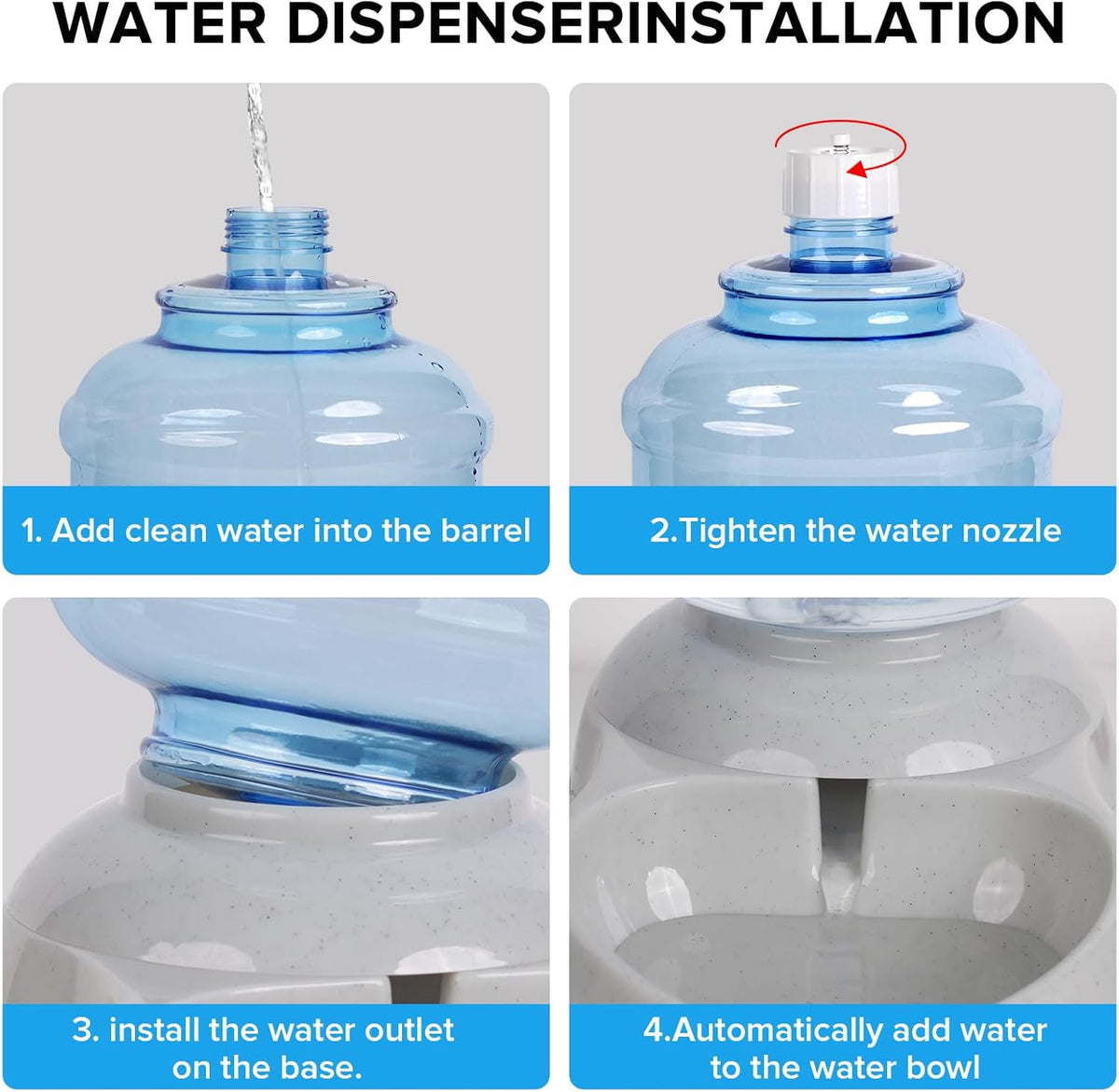 Kenond Water Dispenser Station for Large Dogs,3 Gallon/11L Gravity Automatic Feeder, Dog Water Bowl