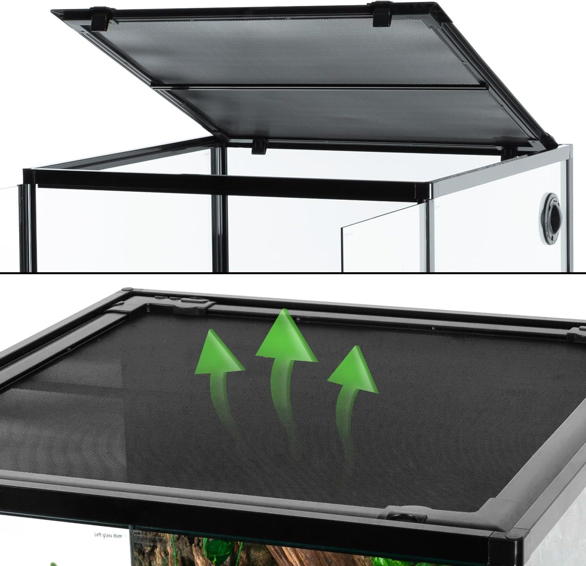 REPTIZOO 60 Gallon Glass Reptile Tank, 24" x 24" x 24" Large Reptile Terrarium Front Opening