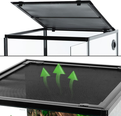 REPTIZOO 90 Gallon Reptile Terrarium 24" x 24" x 36" Large Glass Reptile Tank, Tall Terrarium with