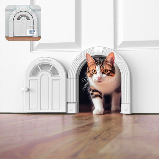 Meow Manor® Cat Door Interior Door - No-Flap, Interior Cat Door for Cats Up to 20 lbs, Easy DIY