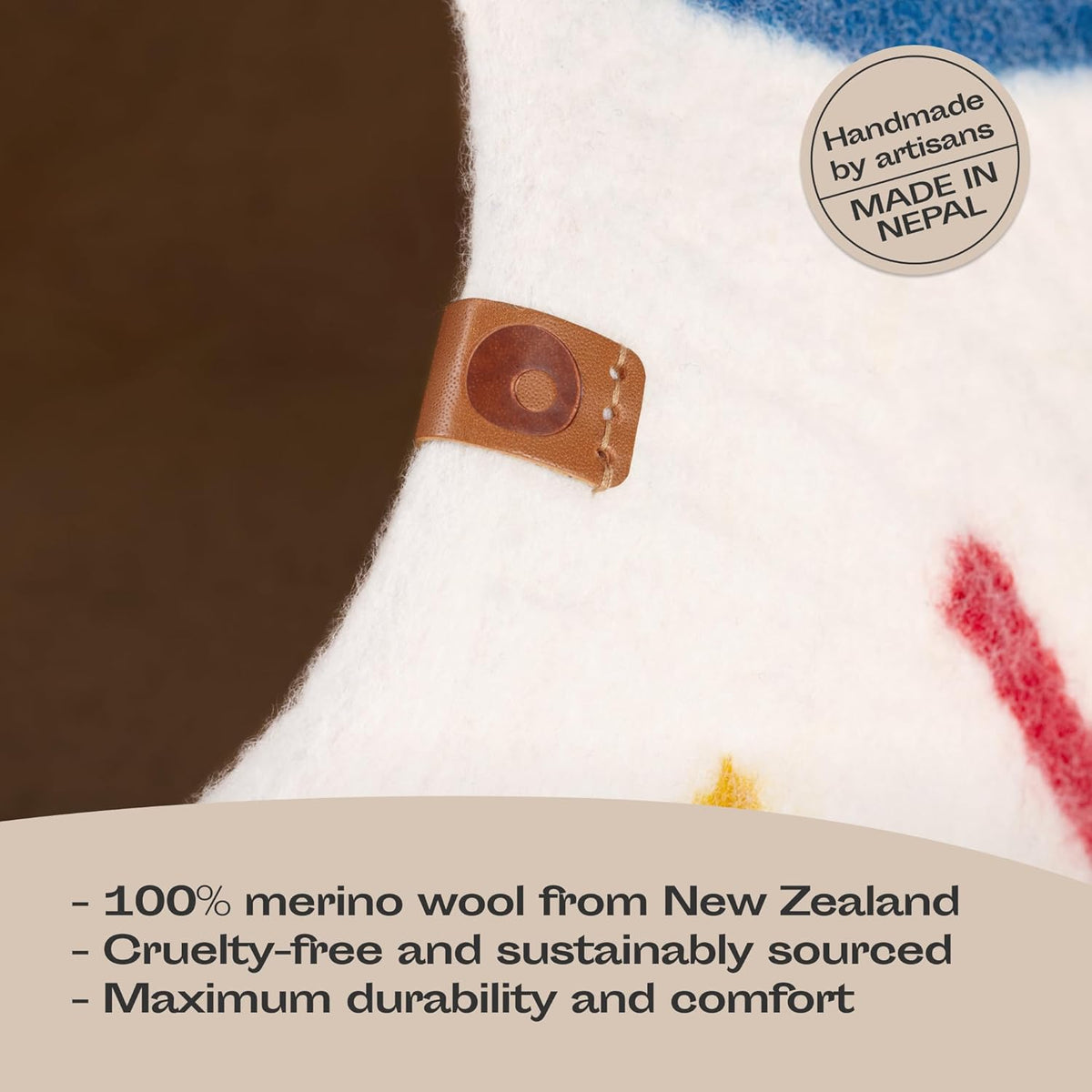 MEOWFIA Cat Cave – Premium Felt Cat Bed for Indoor Cats, Handmade 100% Merino Wool (Medium, Ivory