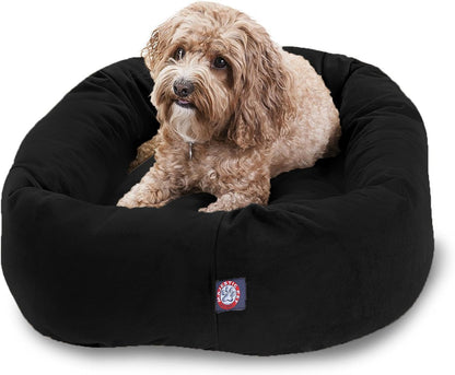Majestic Pet 32 Inch Suede Calming Dog Bed Washable – Cozy Soft Round Dog Bed with Spine Support