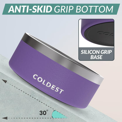 Coldest Dog Bowl - Anti Rust Metal, Non Slip, 3 Layers Insulated Stainless Steel Dog Bowls - Spill