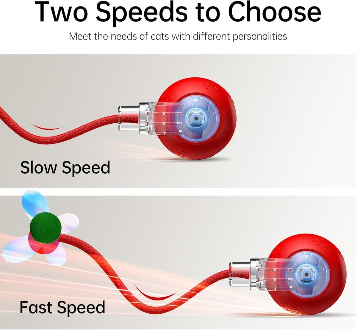 Interactive Cat Toys for Indoor Cats - Kitten Toy with Speedy Tail 2.0, Automatic Cat Toys for
