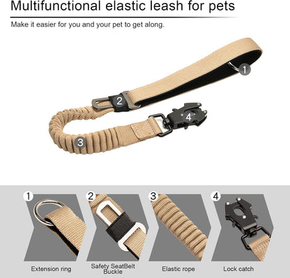 20” Strong Short Leash for Dog, Heavy Duty Bungee Dogs Leash with Padded Handle Car Seatbelt, Small