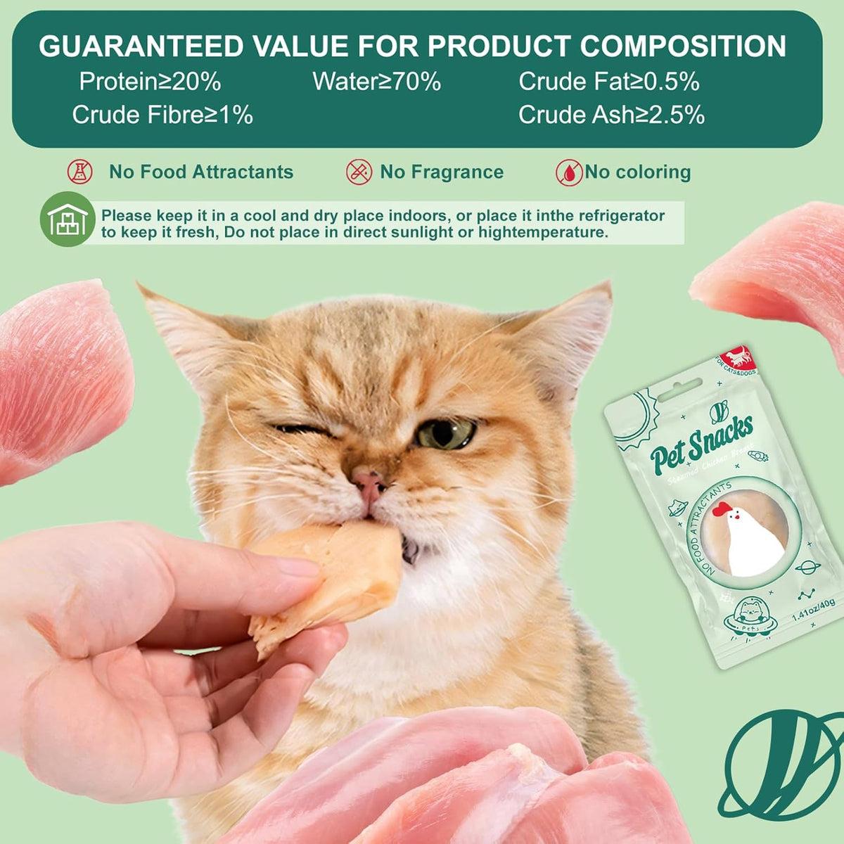 Steamed Chicken Breast Pet Snacks - Natural and Healthy, High Protein, Rich in Fish Oil, No