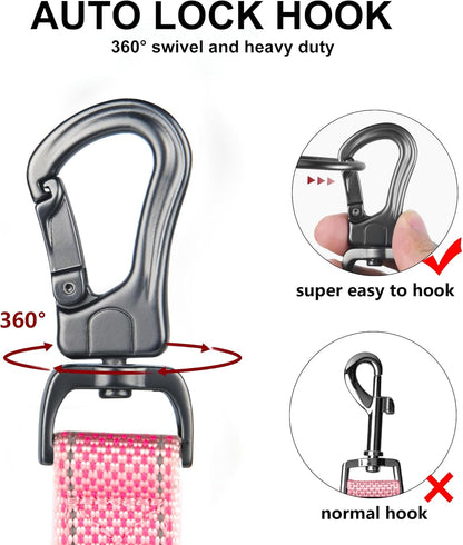 TwoEar 5FT 1IN Strong Pink Dog Leash with 2 Padded Handles, Traffic Handle Extra Control