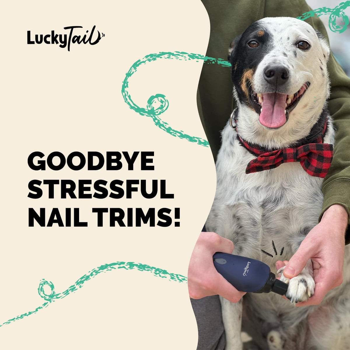LuckyTail Pet Nail Grinder for Dogs and Cats - Super Quiet and Low Vibration Electric Dog Nail