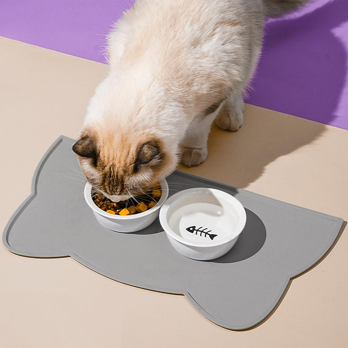 Cat Food Mat, Silicone Pet Feeding Mat for Floor Non-Slip Waterproof Dog Water Bowl Tray Cushion