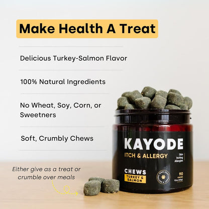 Kayode Itch & Allergy - Natural Dog Allergy Chews with Advanced Itch Relief. Premium Colostrum &