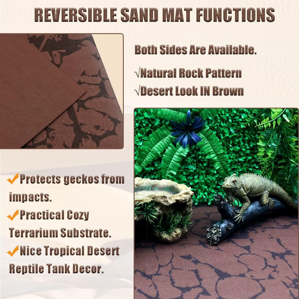 Tfwadmx Reptile Carpet Sand Mat for Bearded Dragon Terrarium Substrate Liner Brown Leopard Gecko
