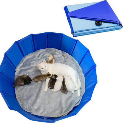 Birthing and Activity Bed for Kittens Puppies and Small Pets, Large Foldable Pet Nest, 31.5 Inch