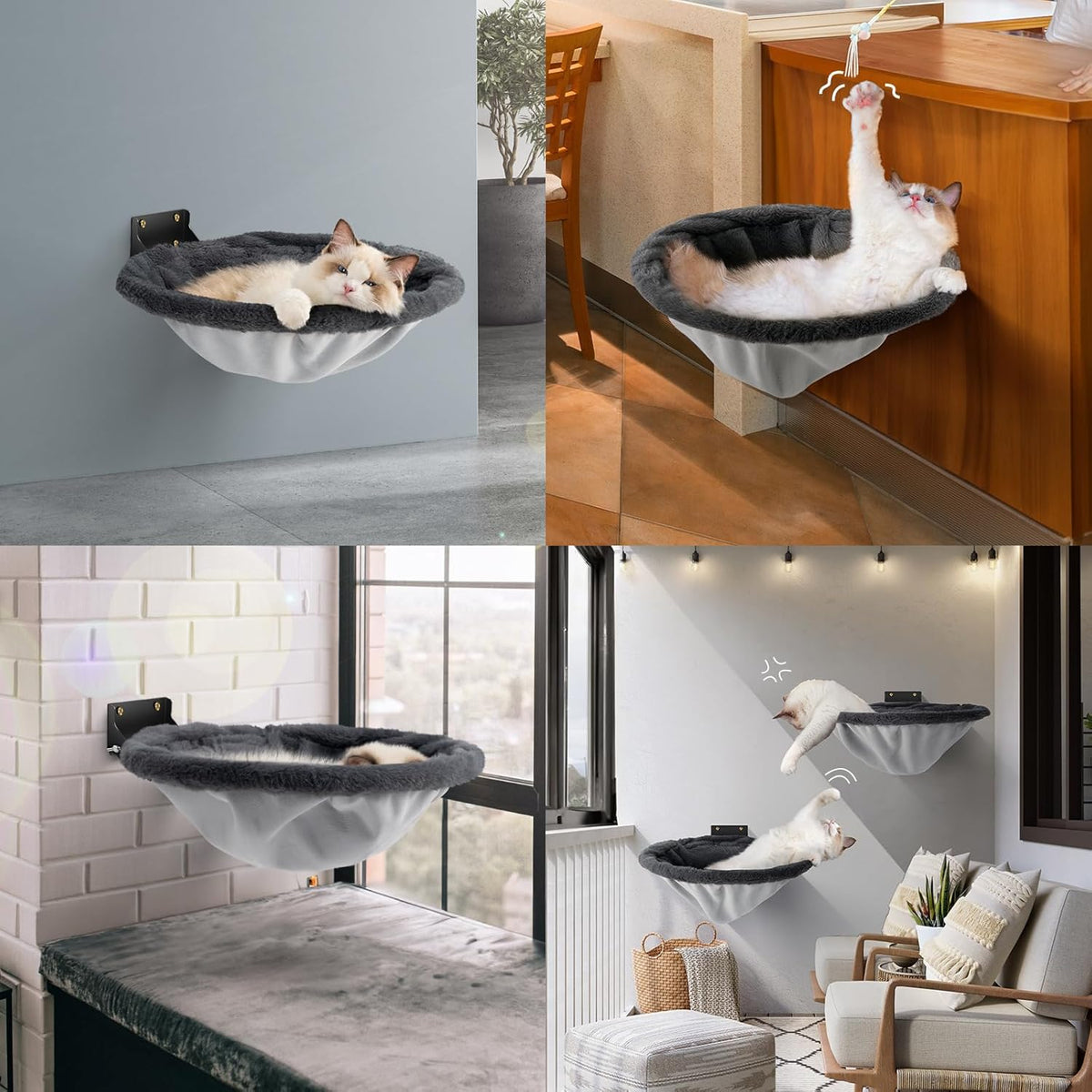 Cat Hammock Wall Mounted, Foldable & Stable Cat Beds- Breathable Cats Wall Shelves for Sleeping