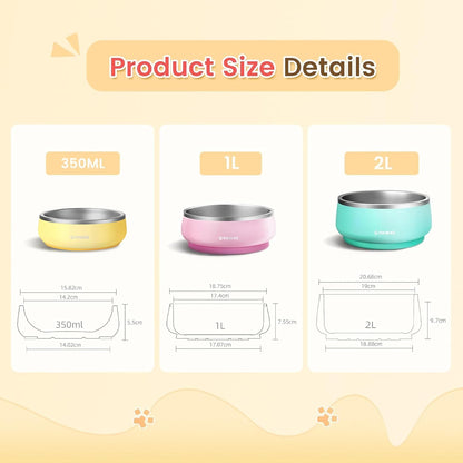 Pawaii Small Dog Bowls, 12 oz. Food Water Bowl Designed for Puppies and Cats with Non-Slip Rubber