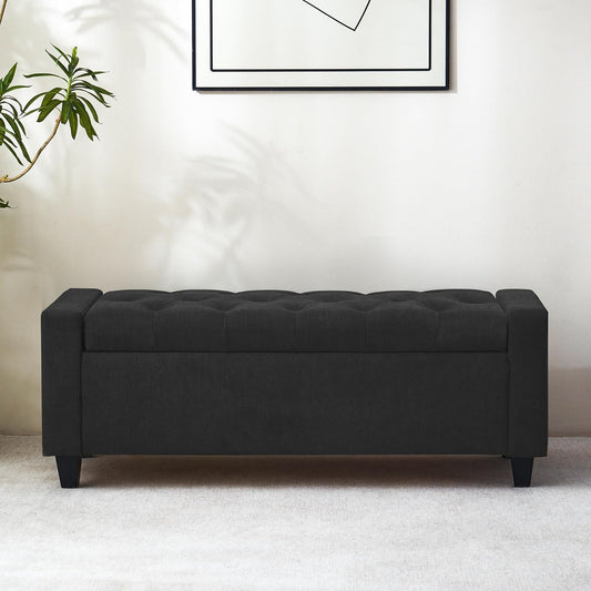 Ottoman with Storage, 48.8" Fabric Storage Ottoman Bench with Hinge, Bedroom Bench, Upholstered