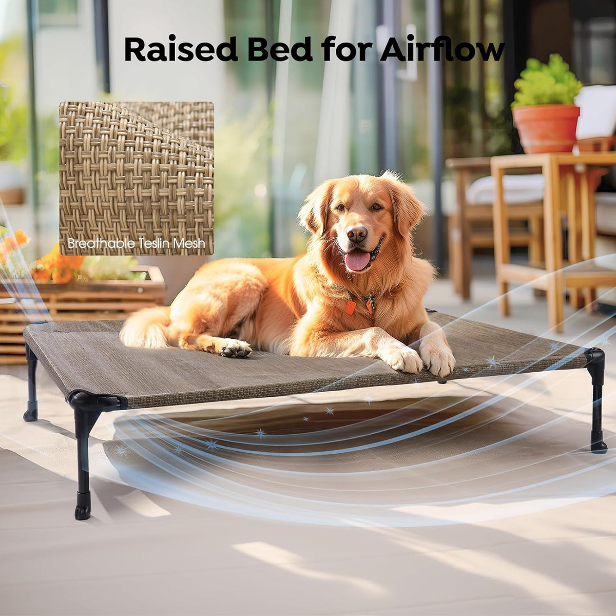 Veehoo 2 Pack Raised Dog Bed, Cooling Elevated Dog Bed, Portable Pet Cot with Washable & Breathable