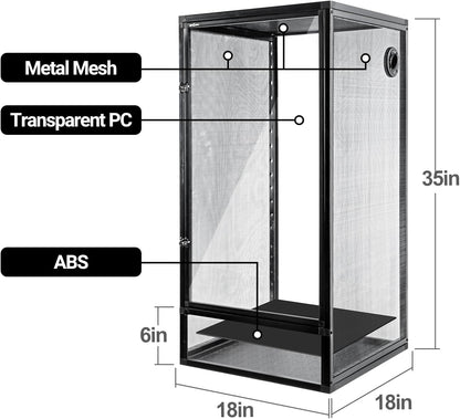REPTI ZOO 18" x 18" x 36" Front Opening Chameleon Cage with 3-Sided Metal Mesh, 50 Gallon Screen