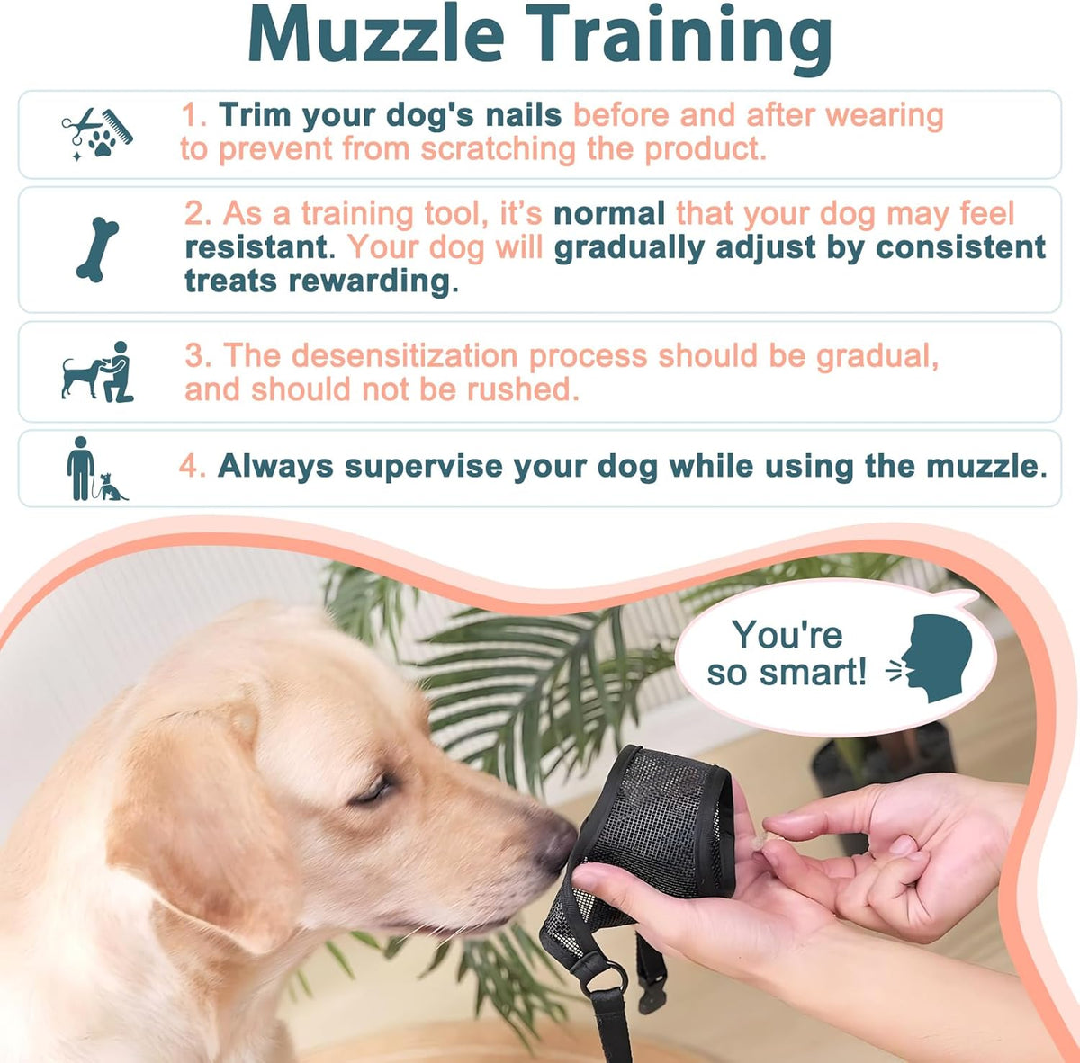 LUCKYPAW Dog Muzzle, Mesh Muzzle for Large Medium Small Dogs, Soft Mouth Guard for Biting Chewing